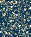 Camellia Tree Mural, Navy