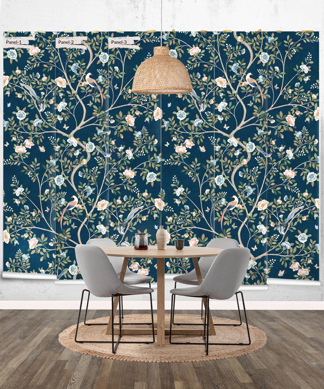 Camellia Tree Mural, Navy