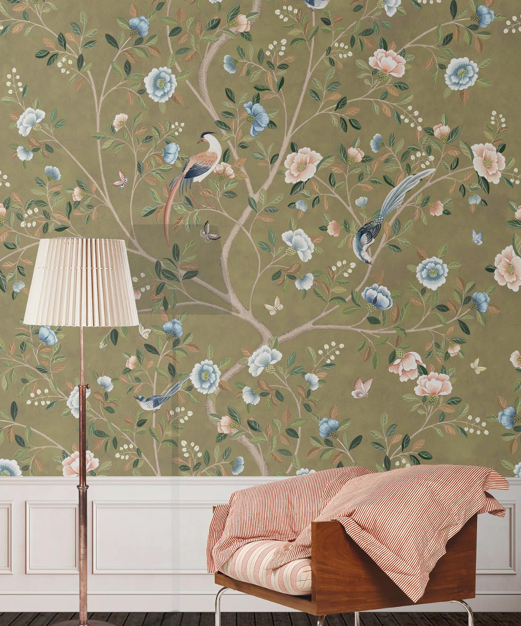 Camellia Tree Mural, Olive