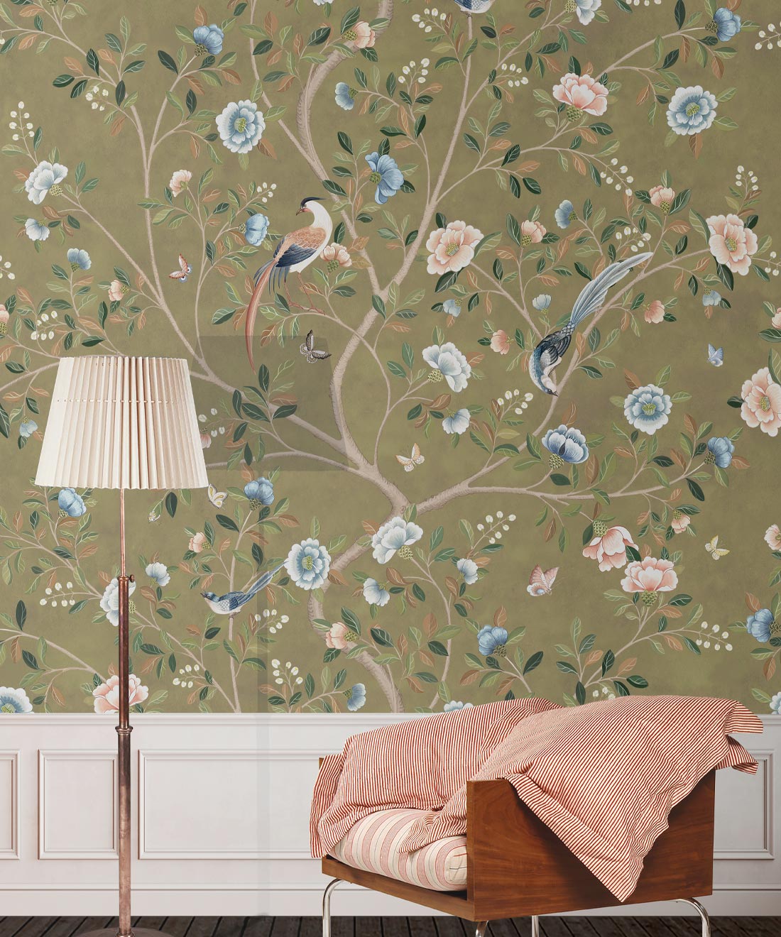Camellia Tree Mural, Olive