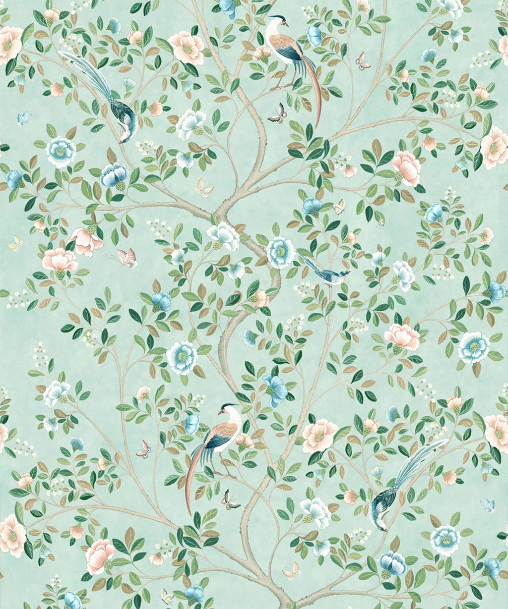 Camellia Tree Mural, Powder Blue