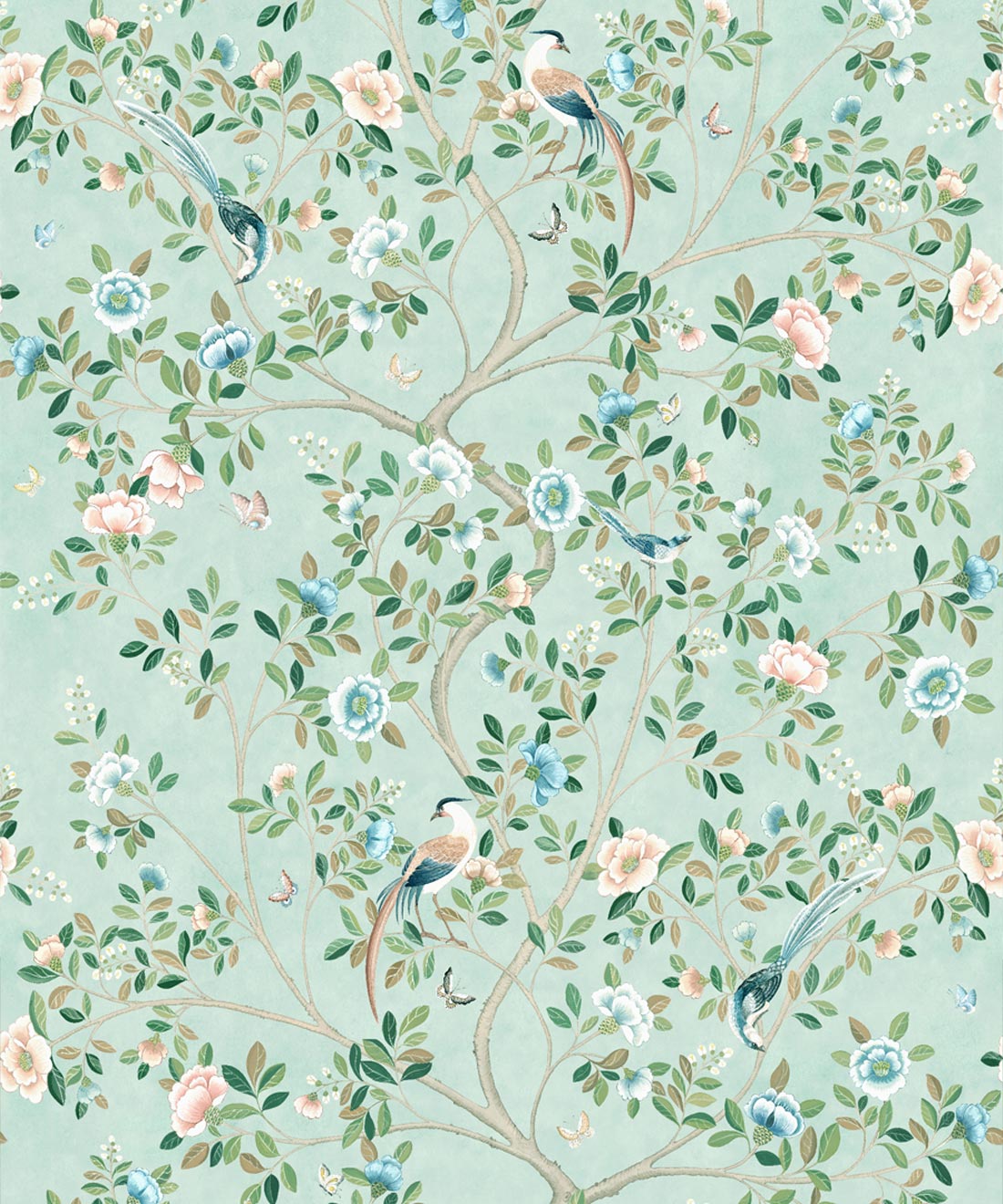 Camellia Tree Mural, Powder Blue