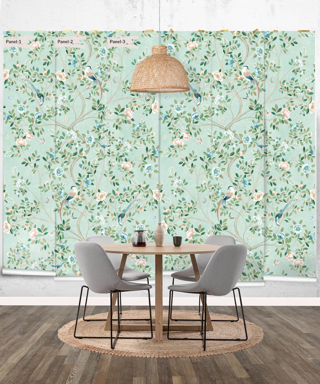 Camellia Tree Mural, Powder Blue