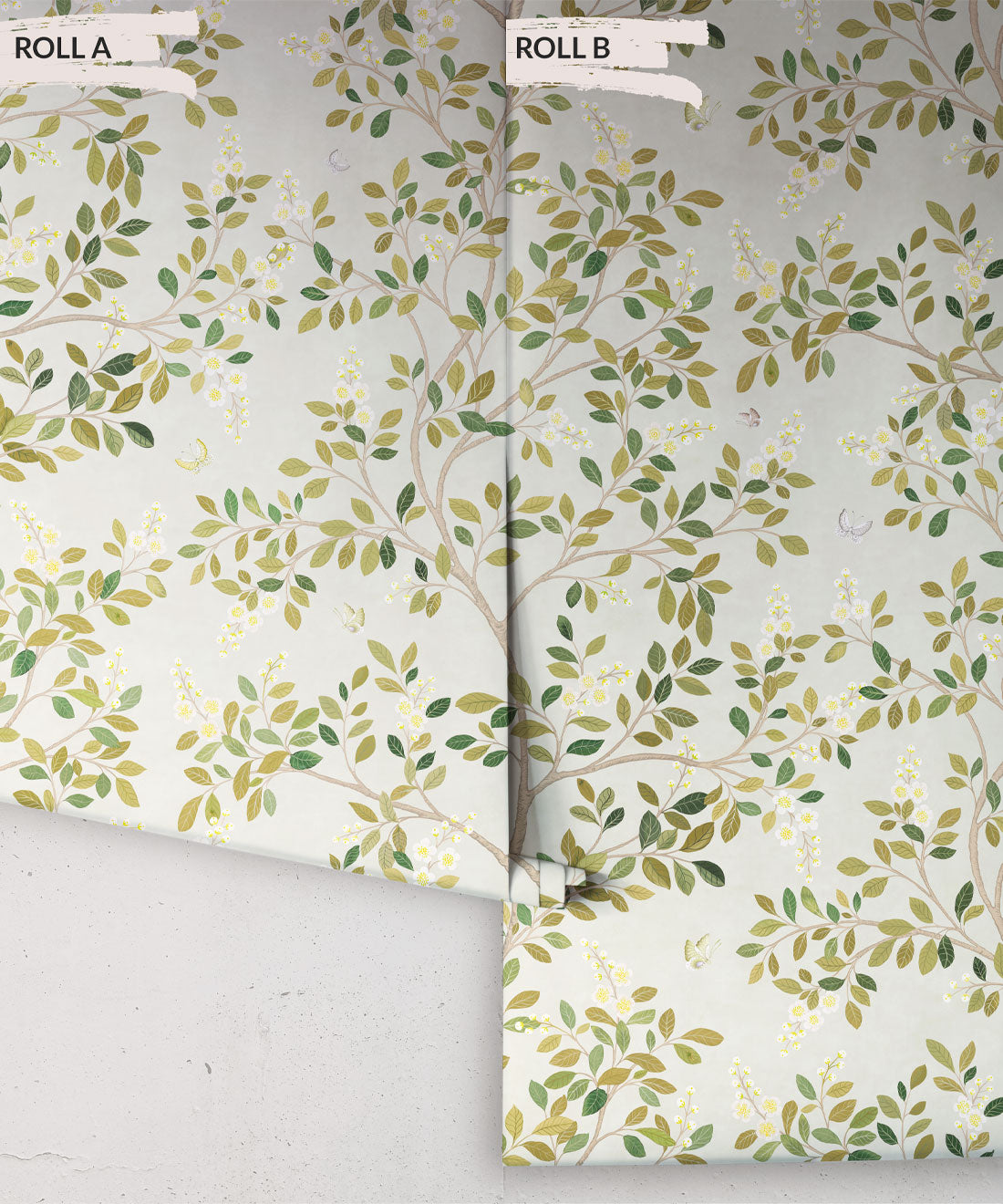 White Blossom Tree Wallpaper, Beige