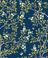 White Blossom Tree Wallpaper, Navy