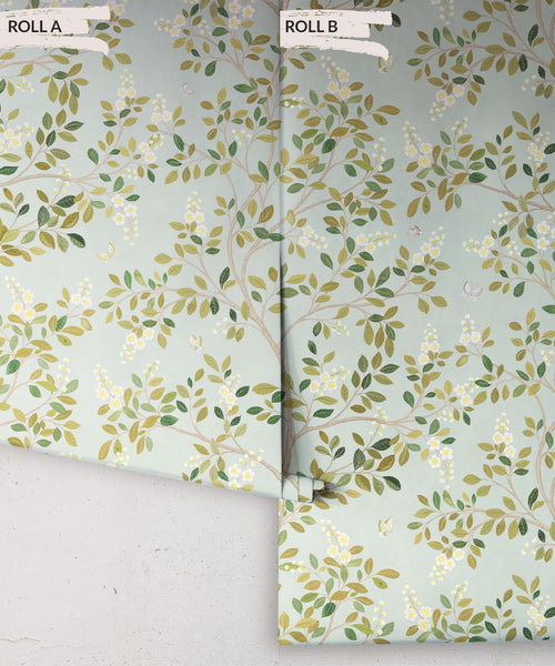 Papel pintado Árbol de flores blancas, espuma de mar