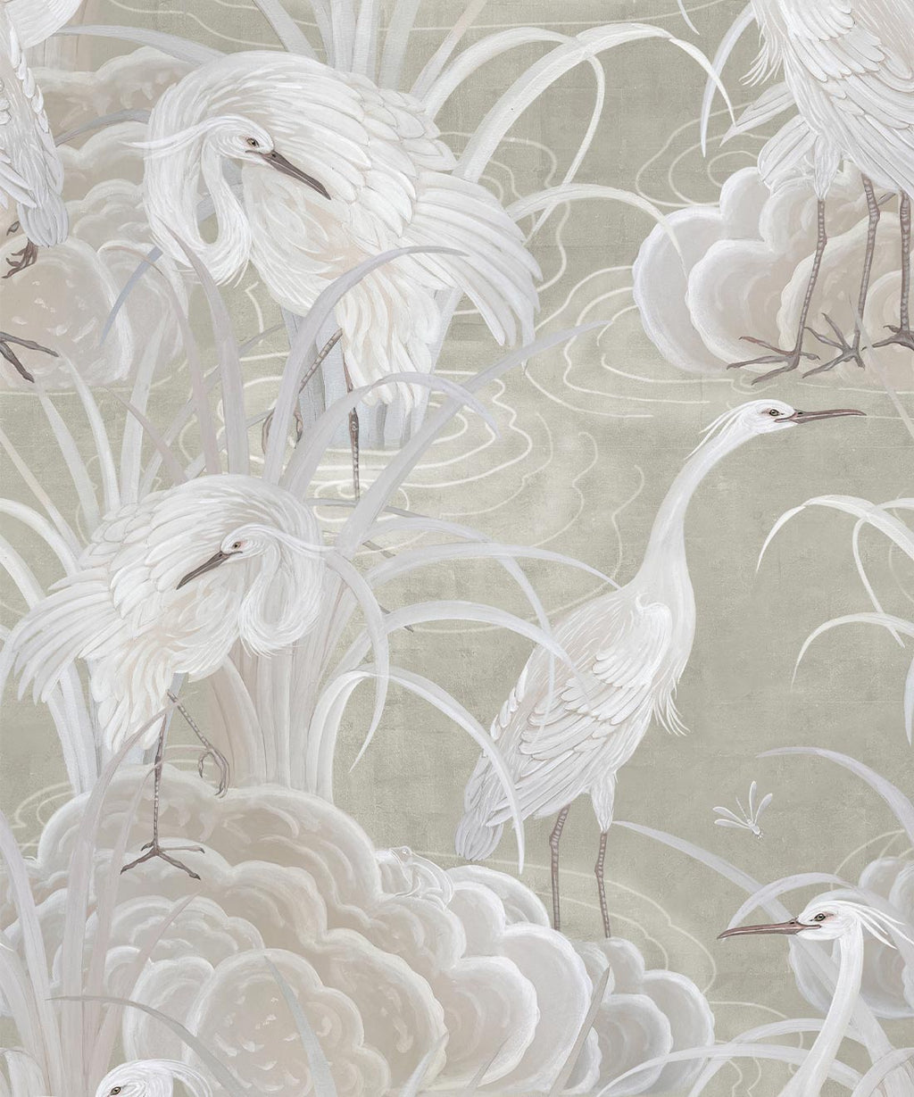 Water Birds Wallpaper, Beige