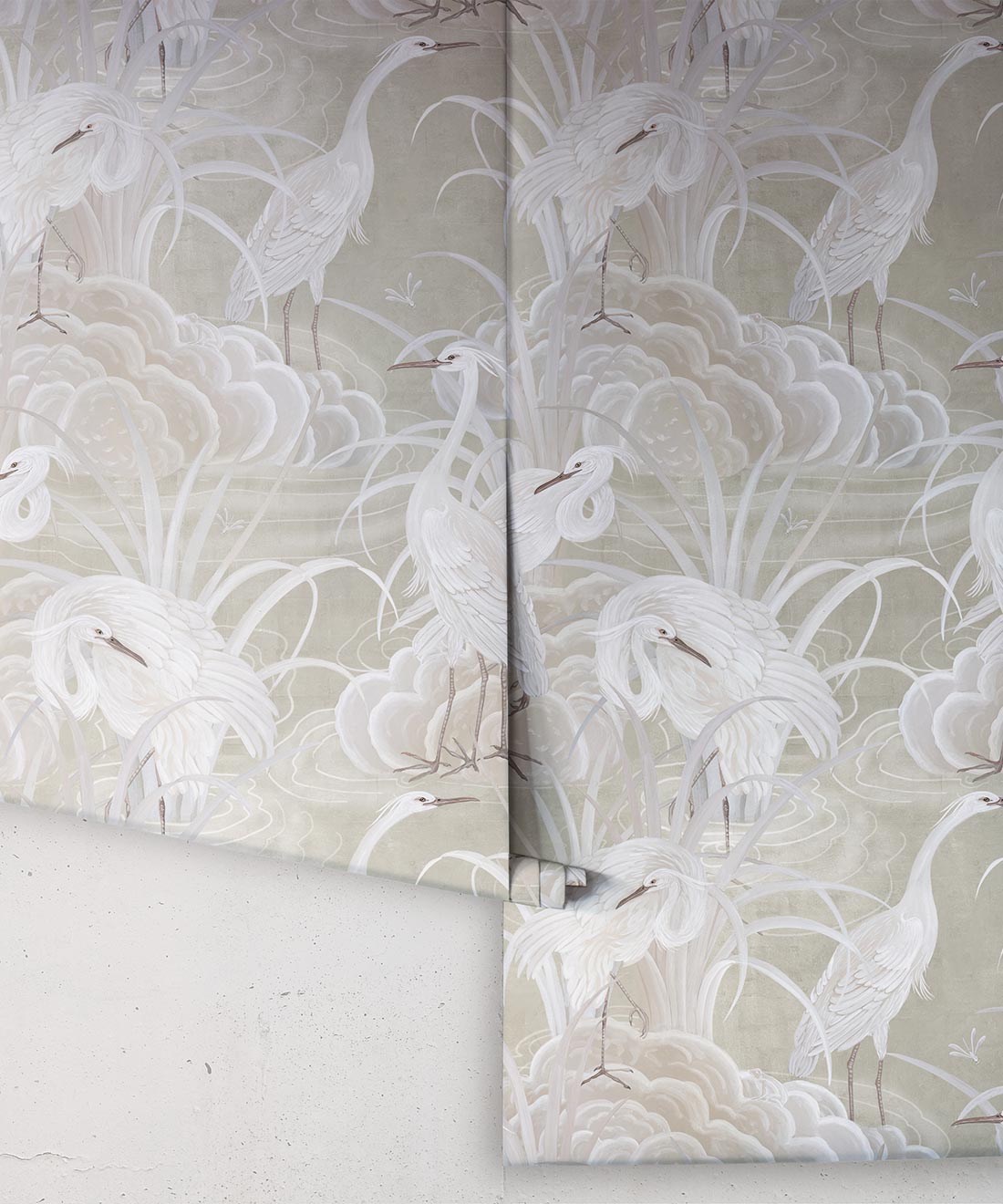 Water Birds Wallpaper, Beige