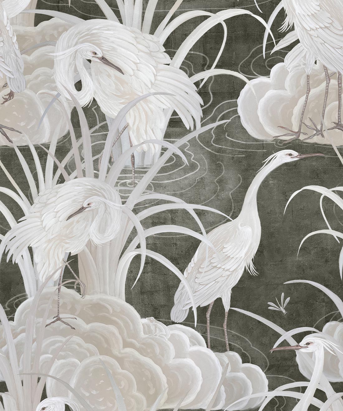 Water Birds Wallpaper, Charcoal