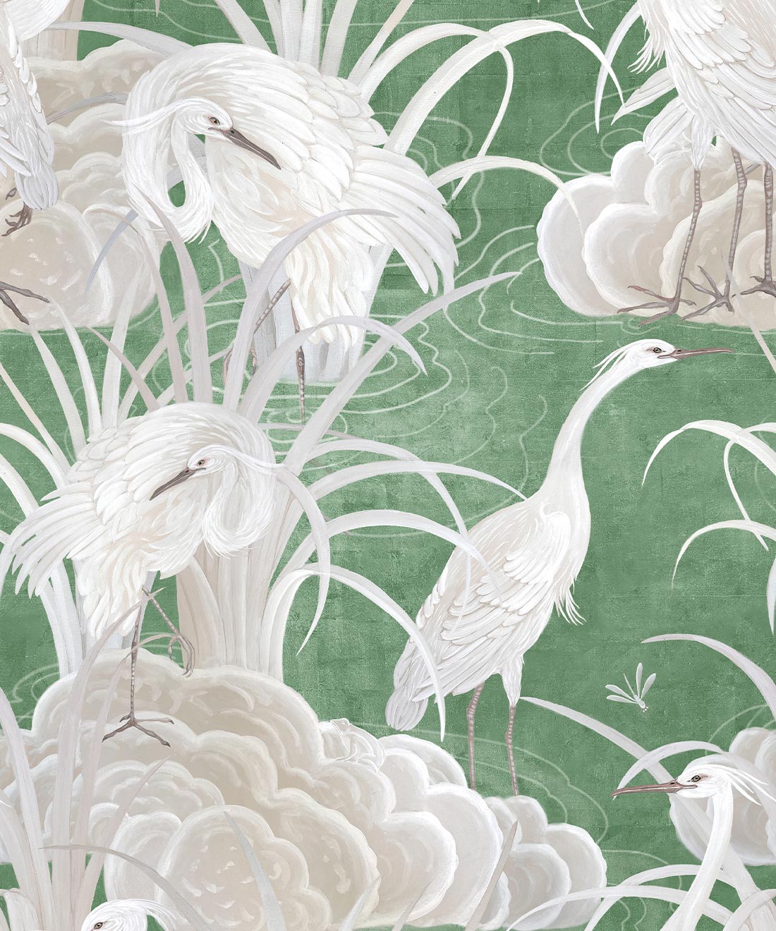 Water Birds Wallpaper, Emerald