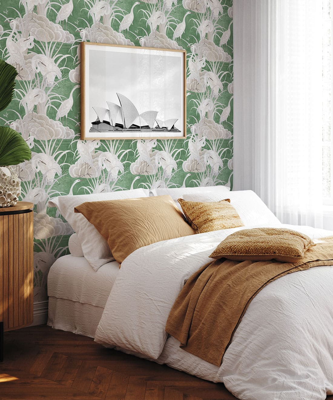 Water Birds Wallpaper, Emerald