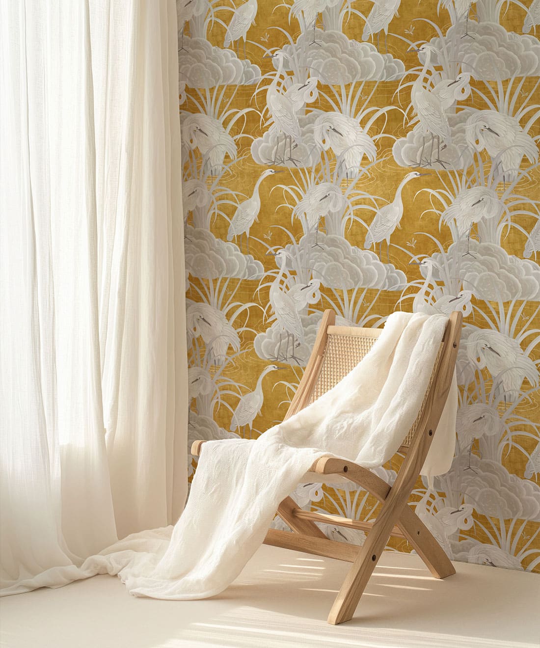 Water Birds Wallpaper, Gold