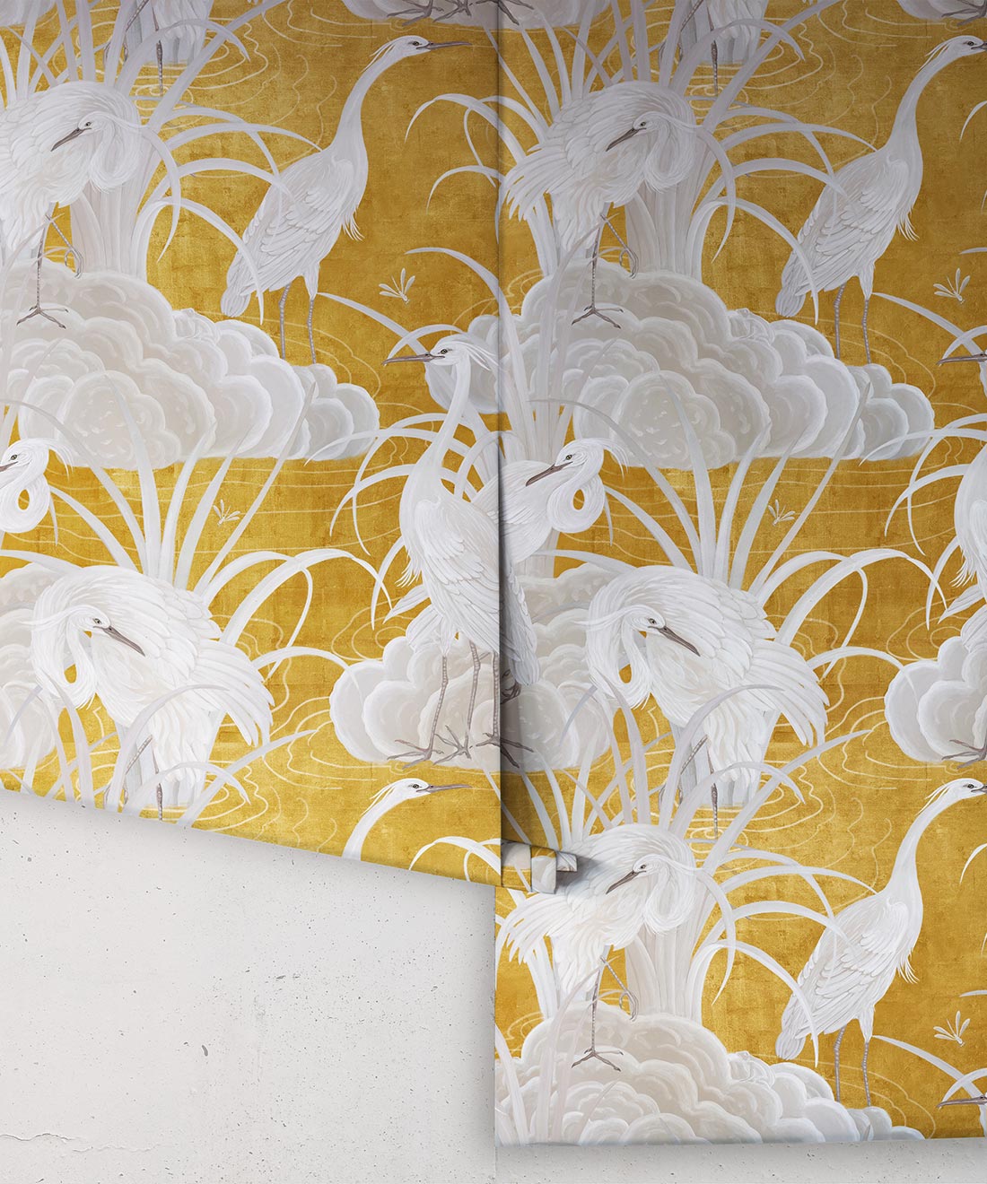 Water Birds Wallpaper, Gold
