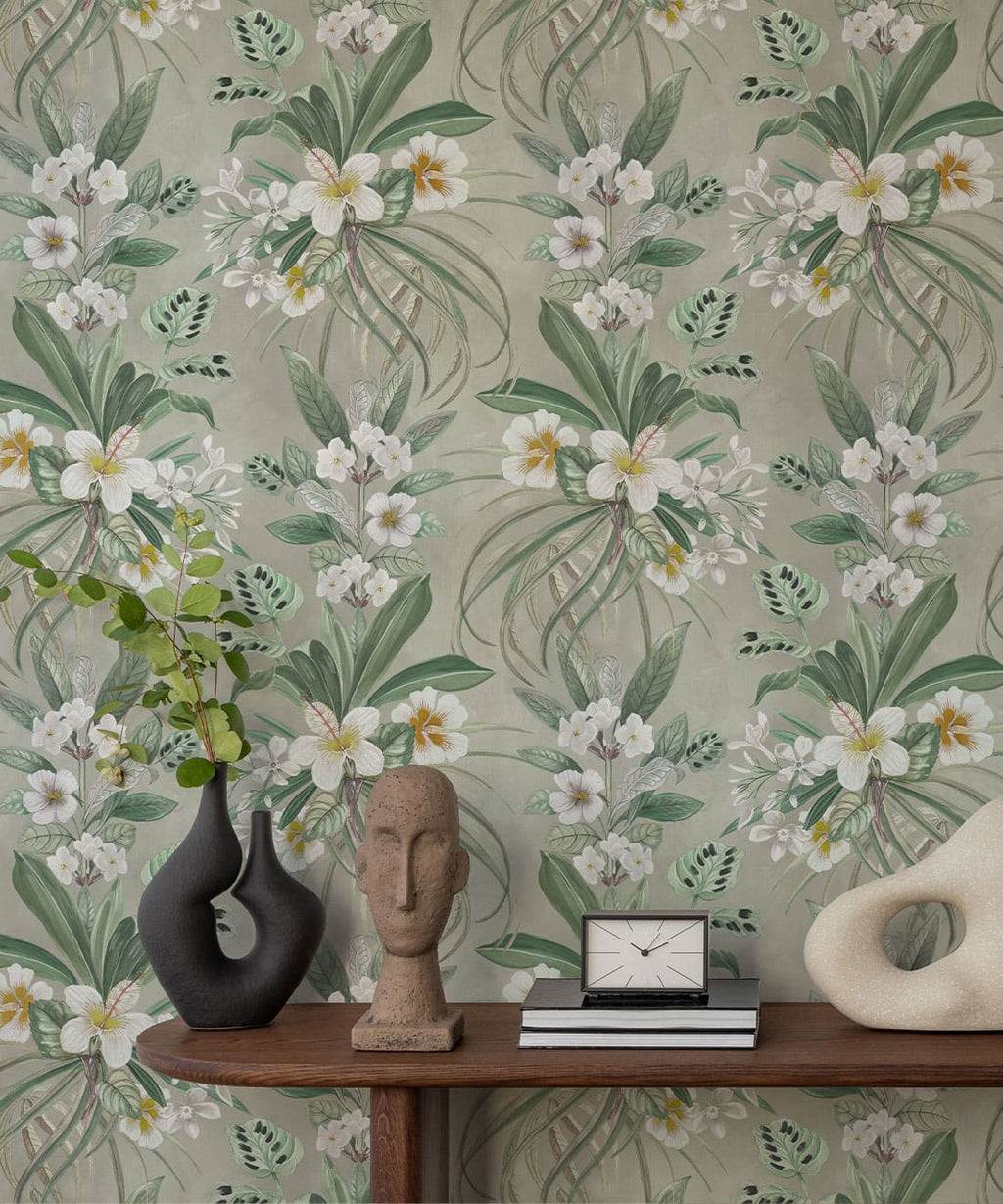 Hibiscus at Double Bay Wallpaper, Beige
