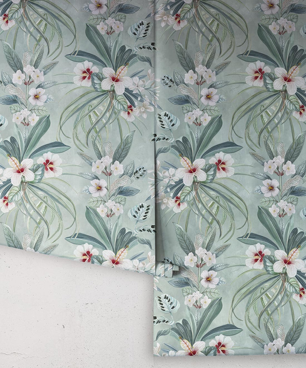 Hibiscus at Double Bay Wallpaper, Duck Egg