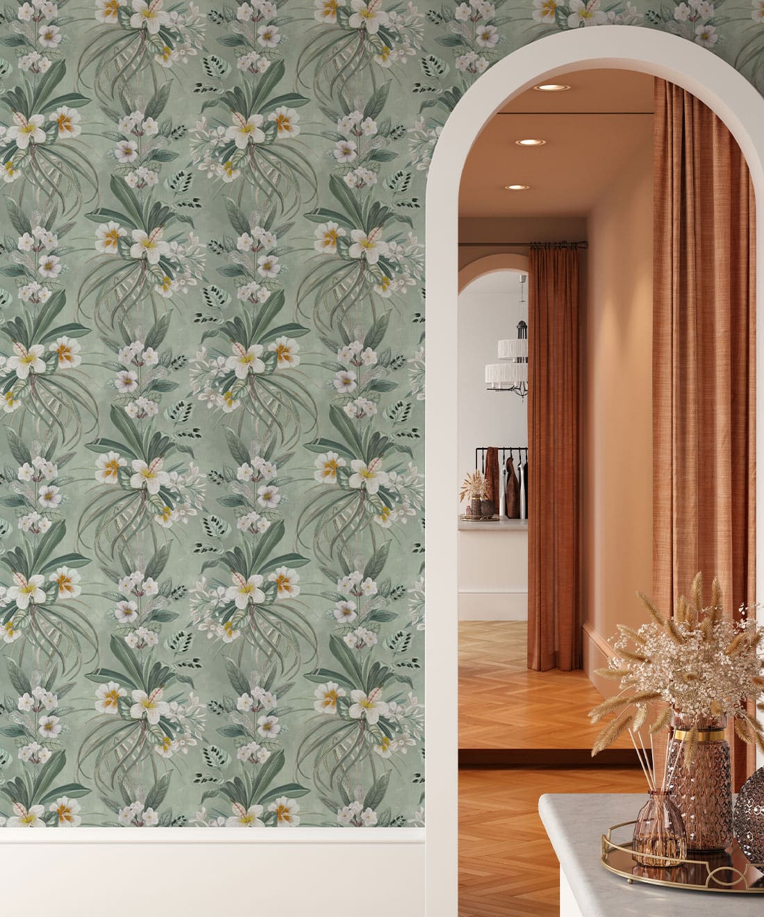 Hibiscus at Double Bay Wallpaper, Tangerine