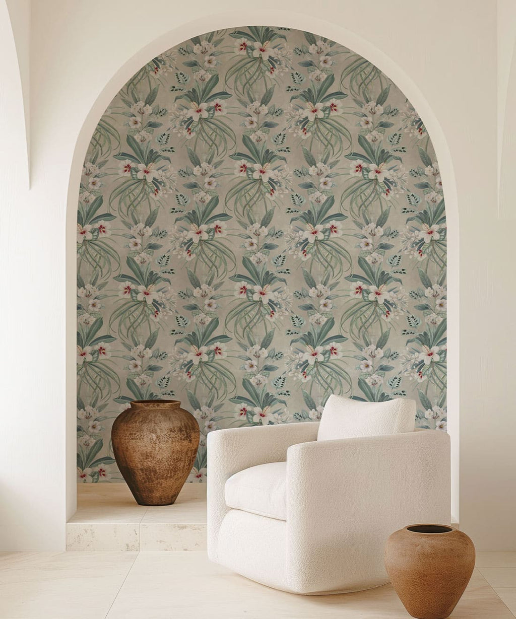 Hibiscus at Double Bay Wallpaper, Whitewash