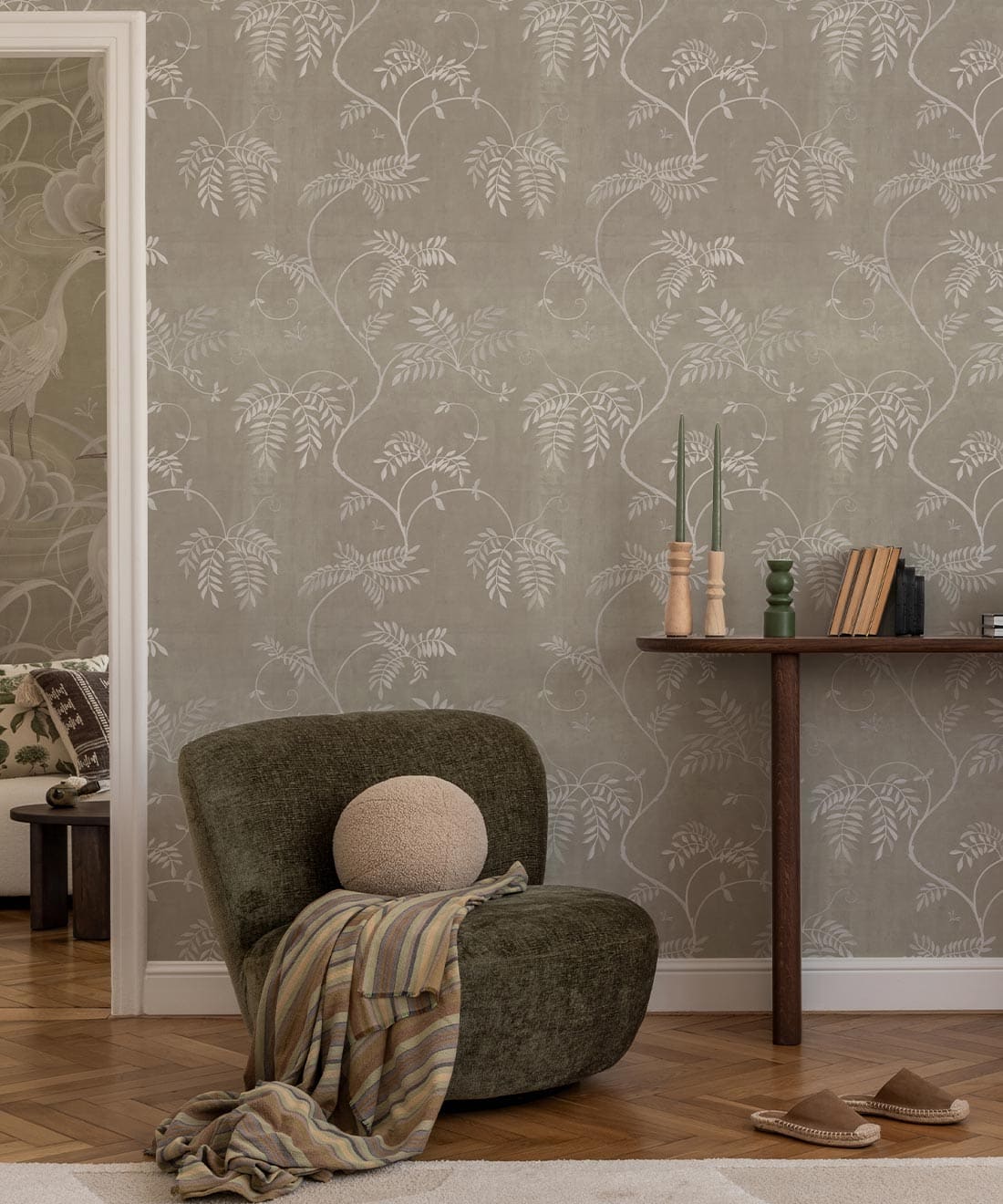 Wisteria Vine Wallpaper, Beige