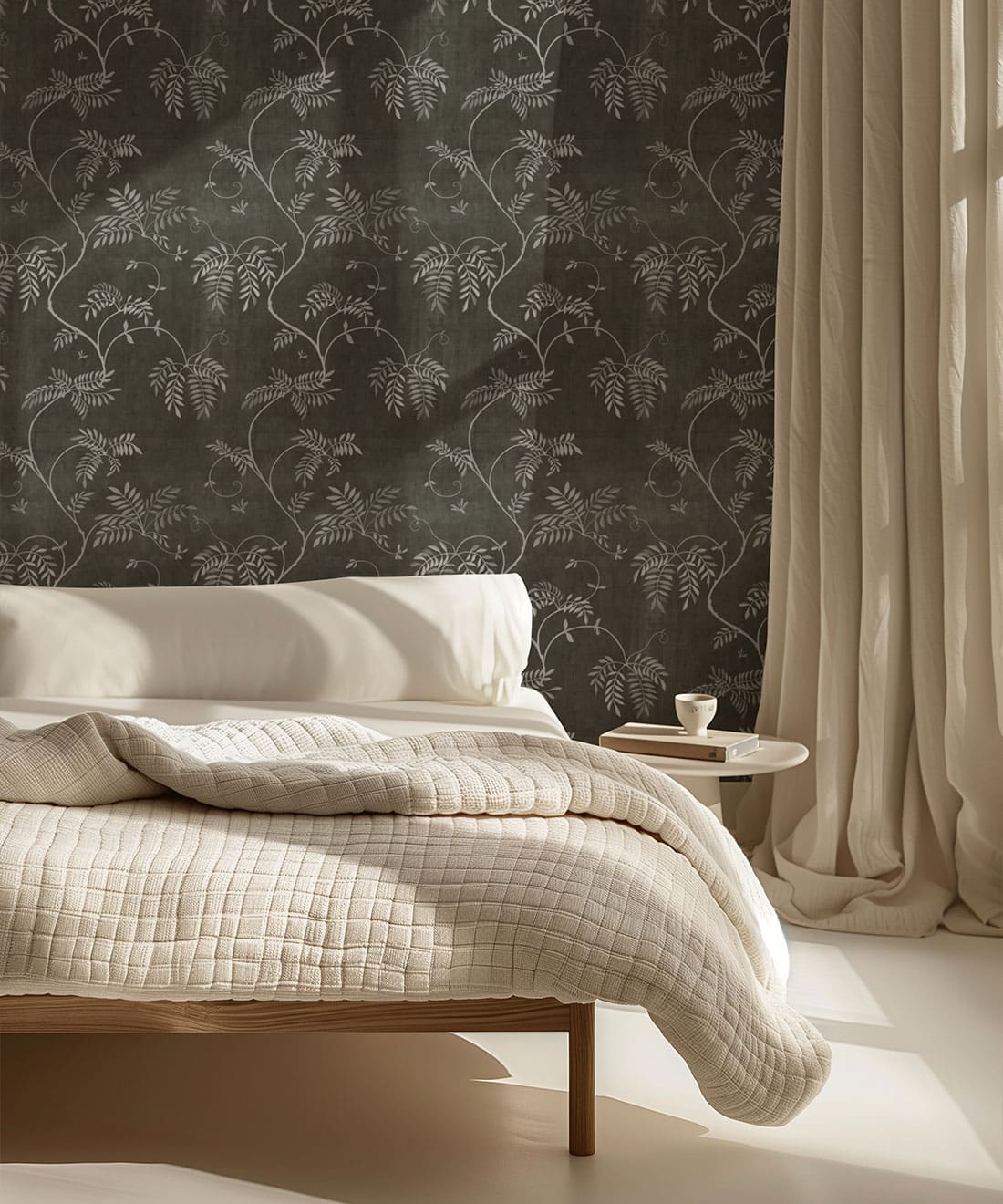 Wisteria Vine Wallpaper, Charcoal