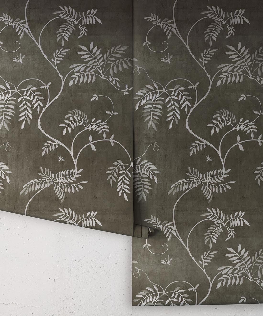 Wisteria Vine Wallpaper, Charcoal