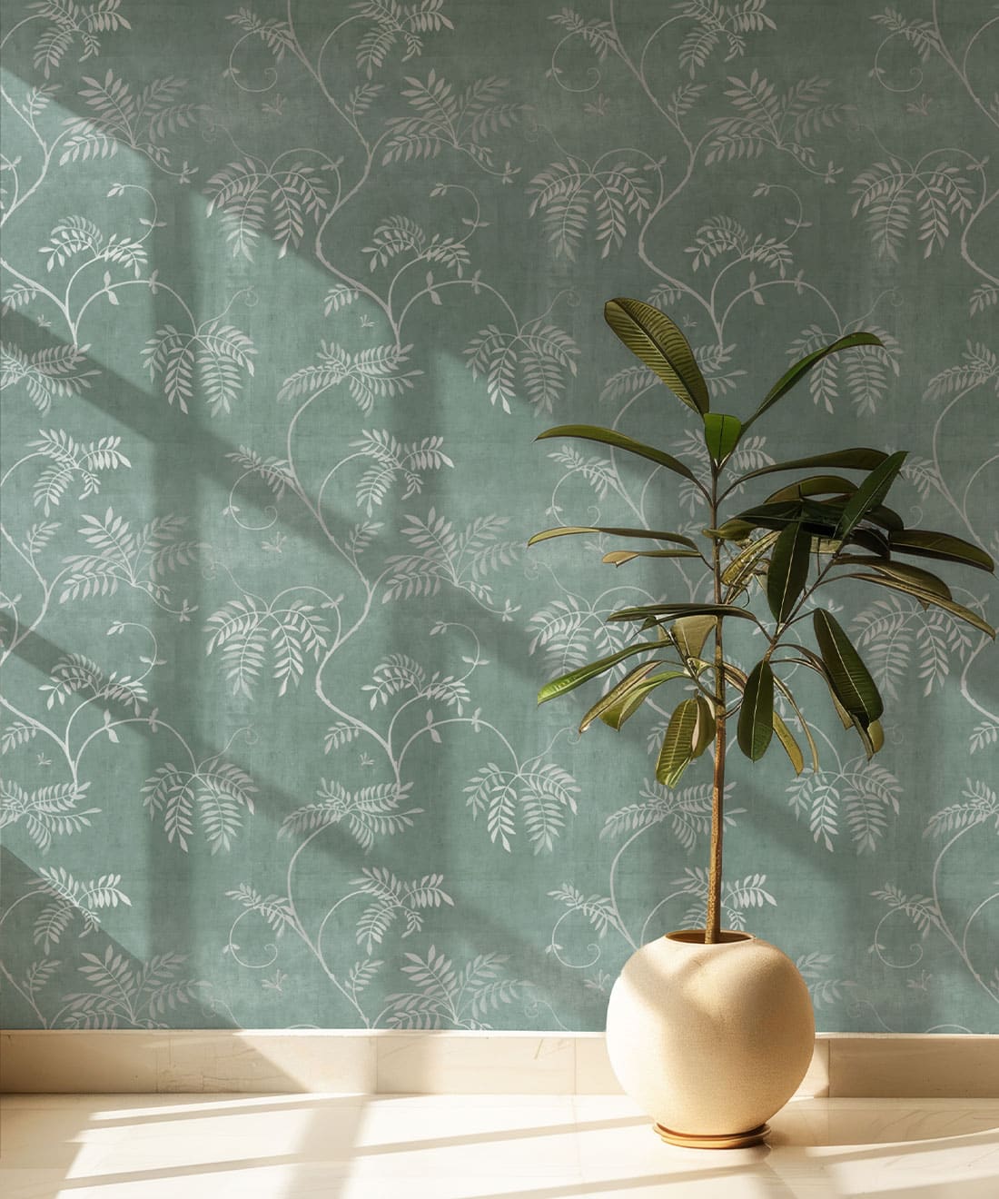 Wisteria Vine Wallpaper, Duck Egg