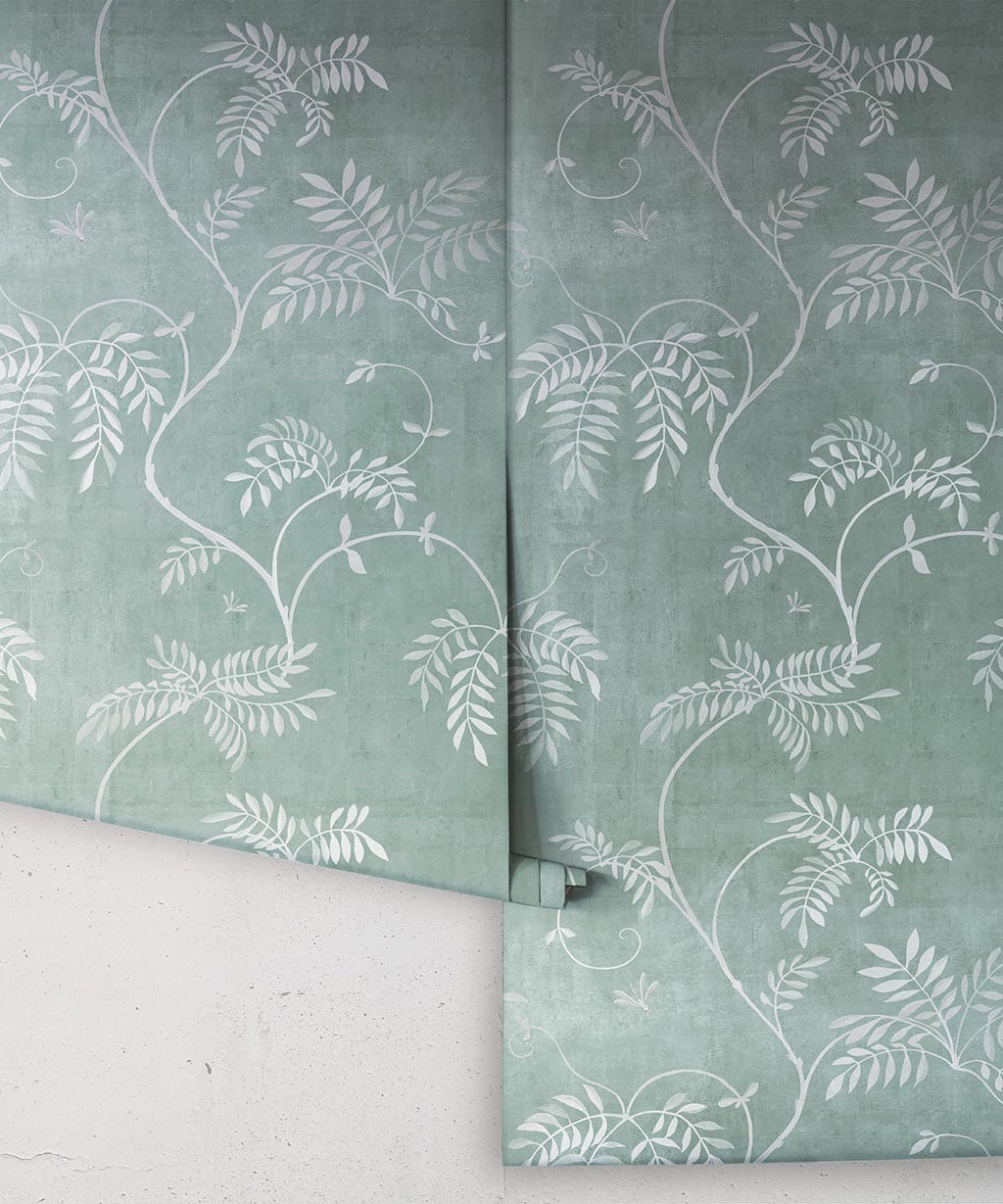 Wisteria Vine Wallpaper, Duck Egg