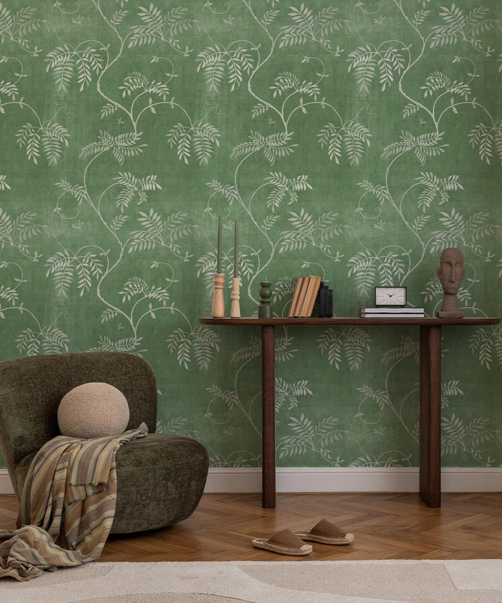 Wisteria Vine Wallpaper, Emerald