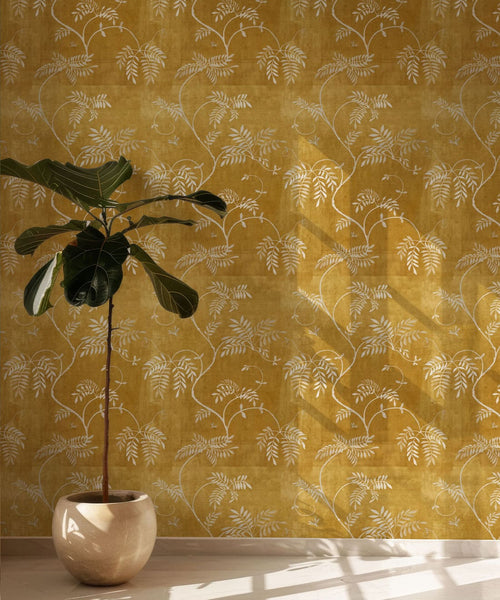 Wisteria Vine Wallpaper, Gold