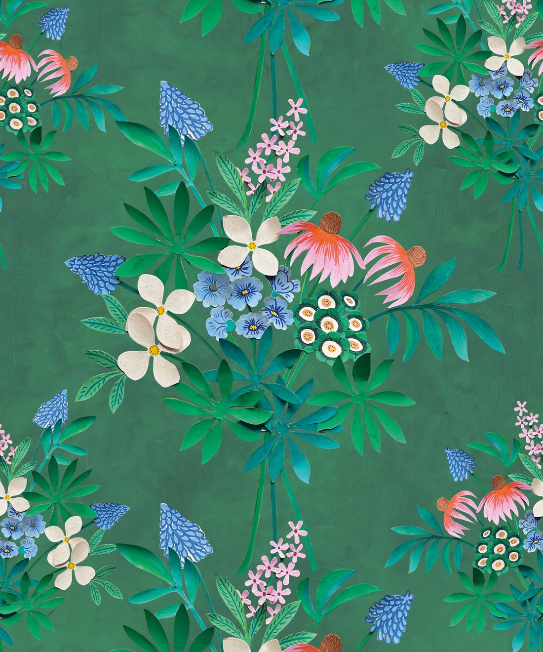 Odette’s Bouquet Wallpaper, Kelp Green