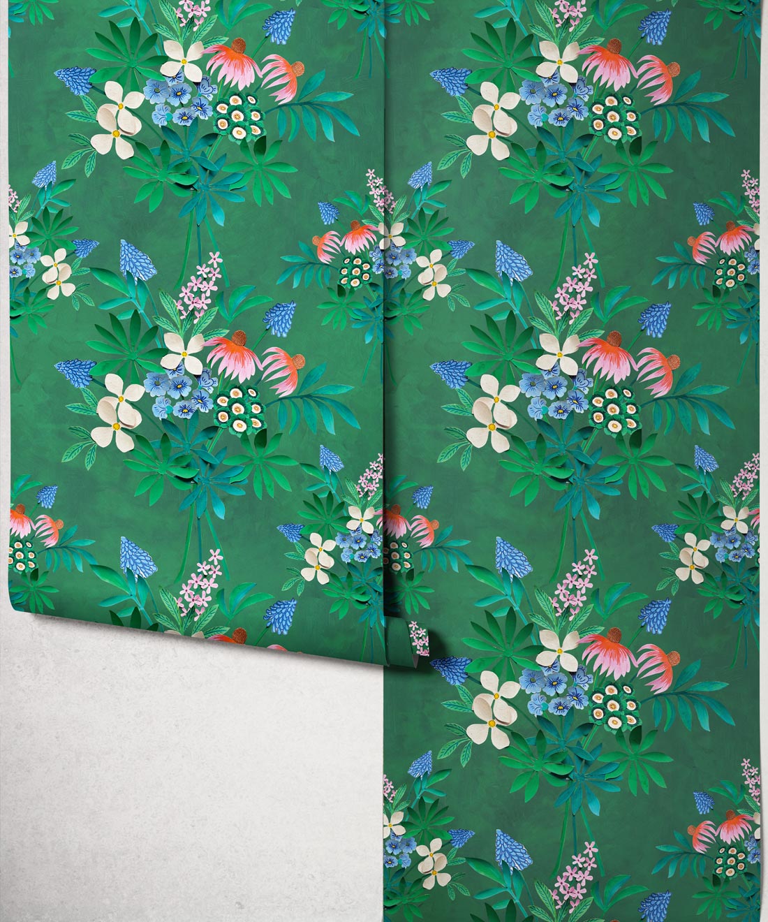Odette’s Bouquet Wallpaper, Kelp Green