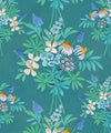 Odette’s Bouquet Wallpaper, Lagoon Blue