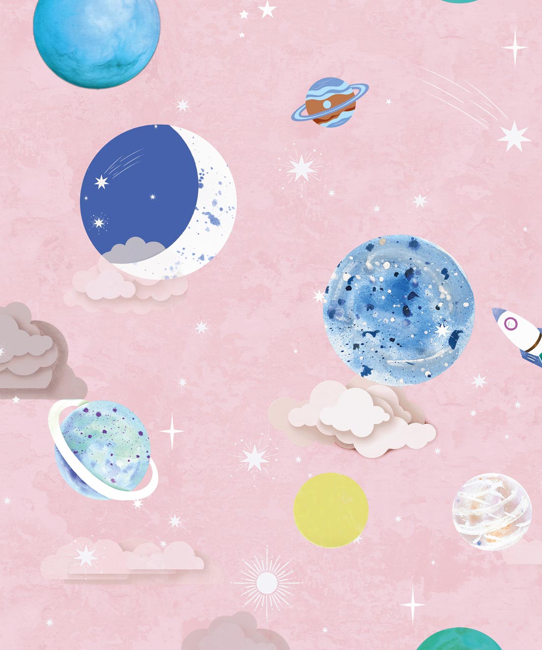 Blast Off Wallpaper, Petal Pink