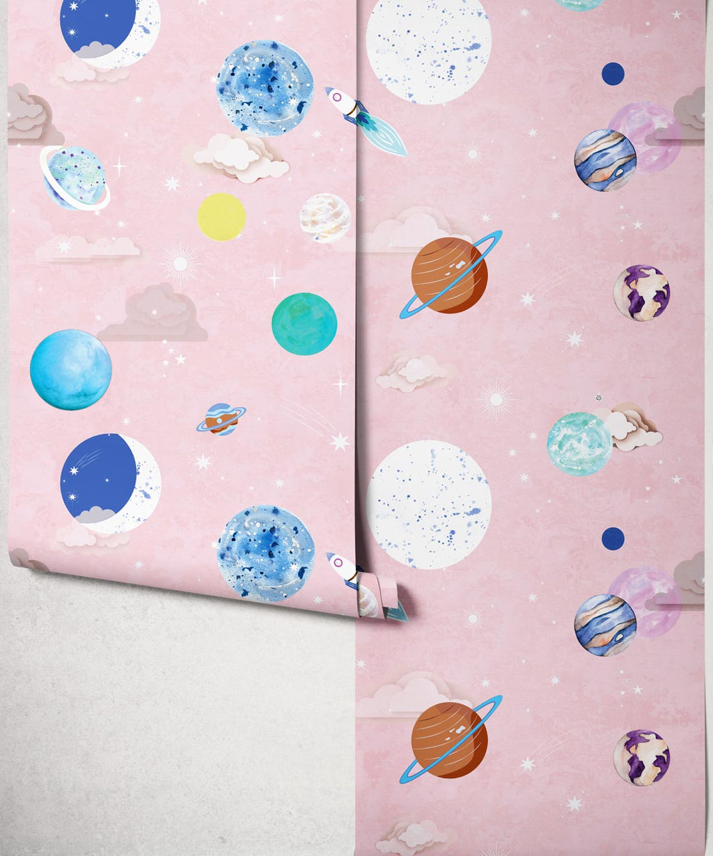 Blast Off Wallpaper, Petal Pink