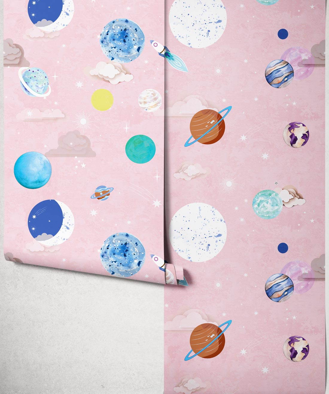 Blast Off Wallpaper, Petal Pink