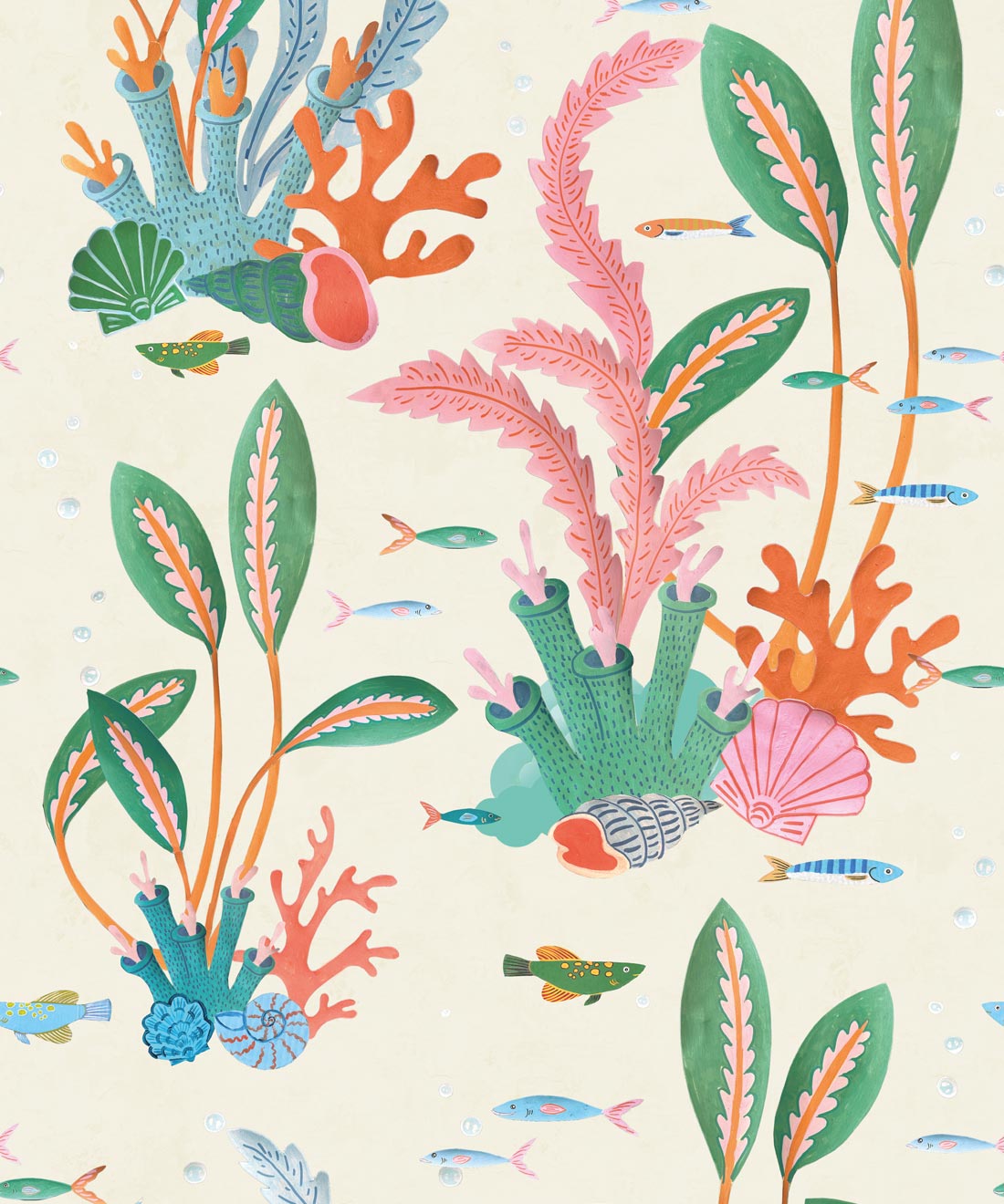 Coral Garden Wallpaper, Kelp Green