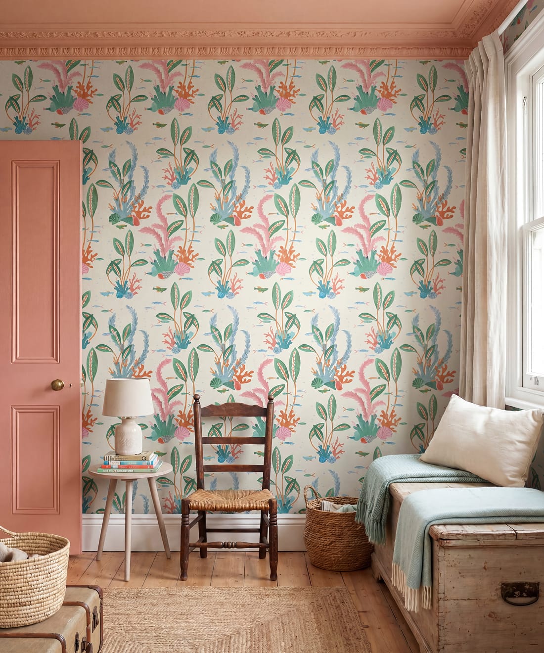 Coral Garden Wallpaper, Kelp Green
