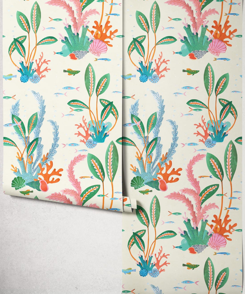 Coral Garden Wallpaper, Kelp Green