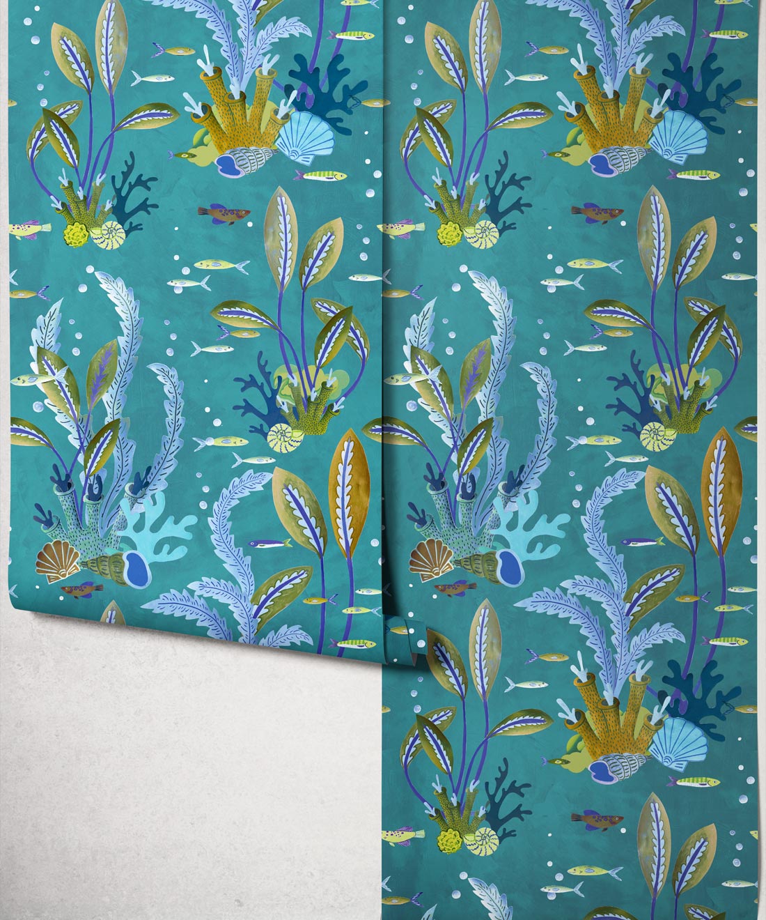 Coral Garden Wallpaper, Lagoon Blue