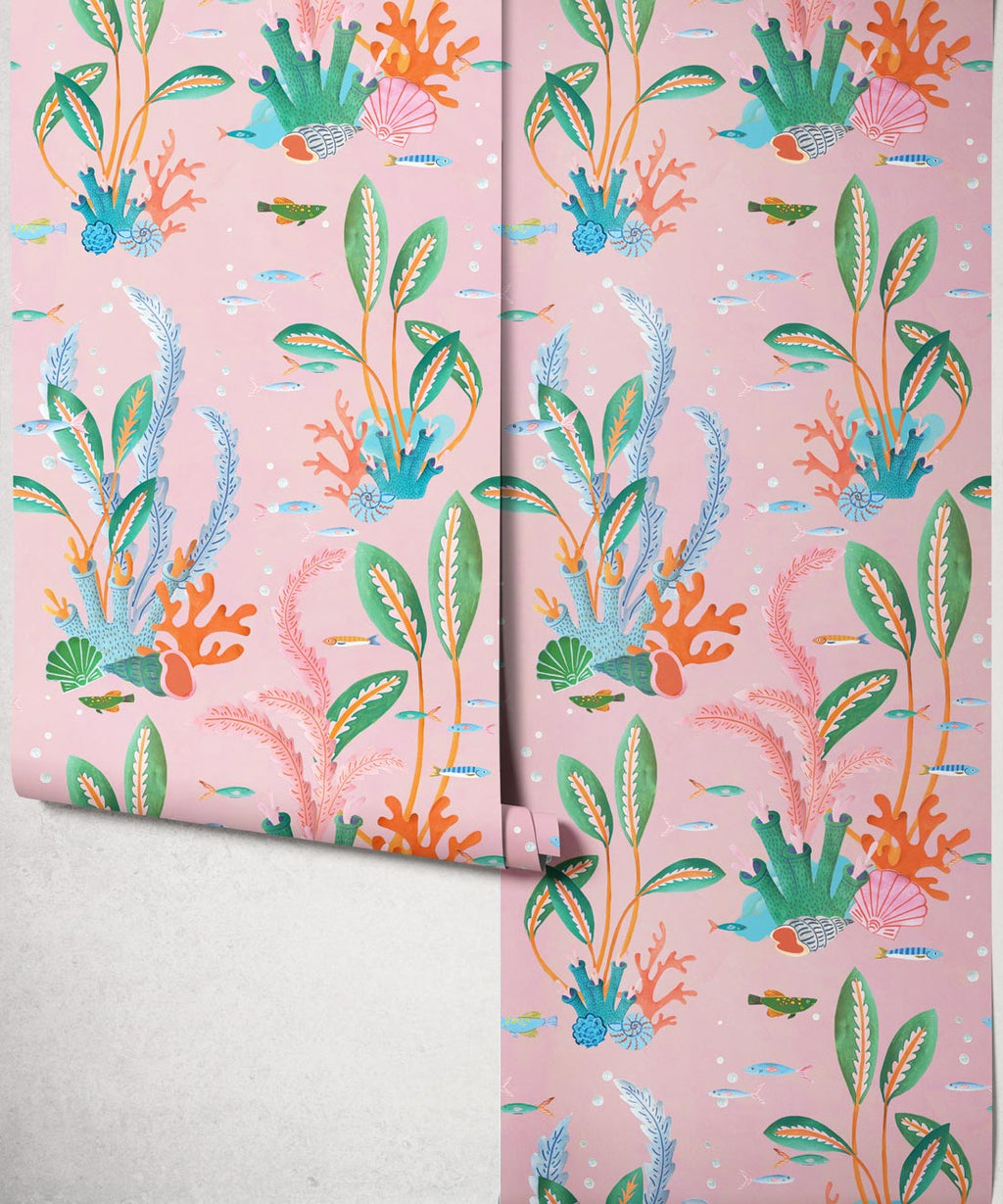 Coral Garden Wallpaper, Petal Pink