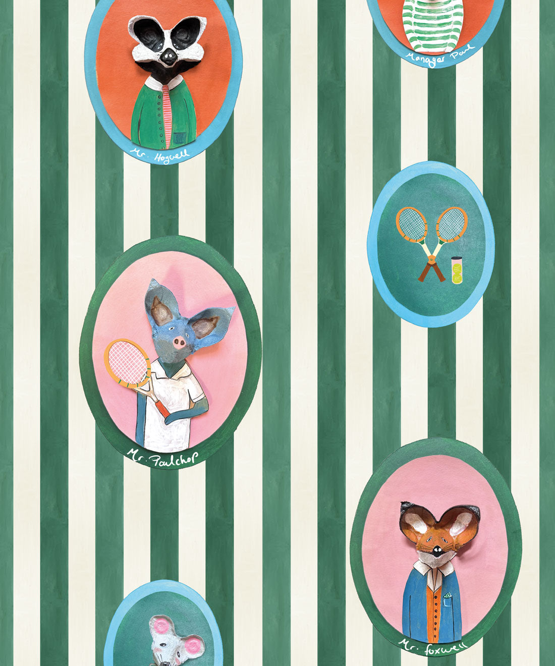 The Tennis Club Wallpaper, Kelp Green
