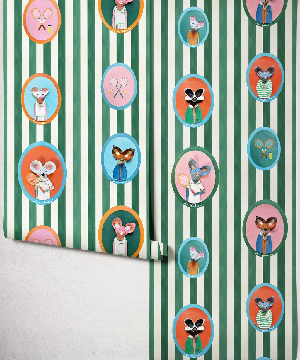 The Tennis Club Wallpaper, Kelp Green