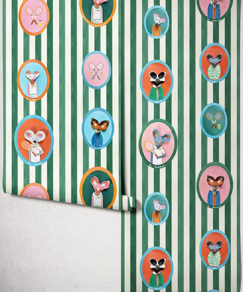 The Tennis Club Wallpaper, Kelp Green