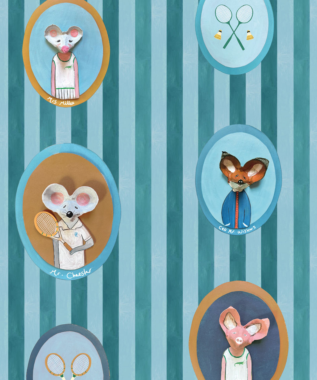 The Tennis Club Wallpaper, Lagoon Blue