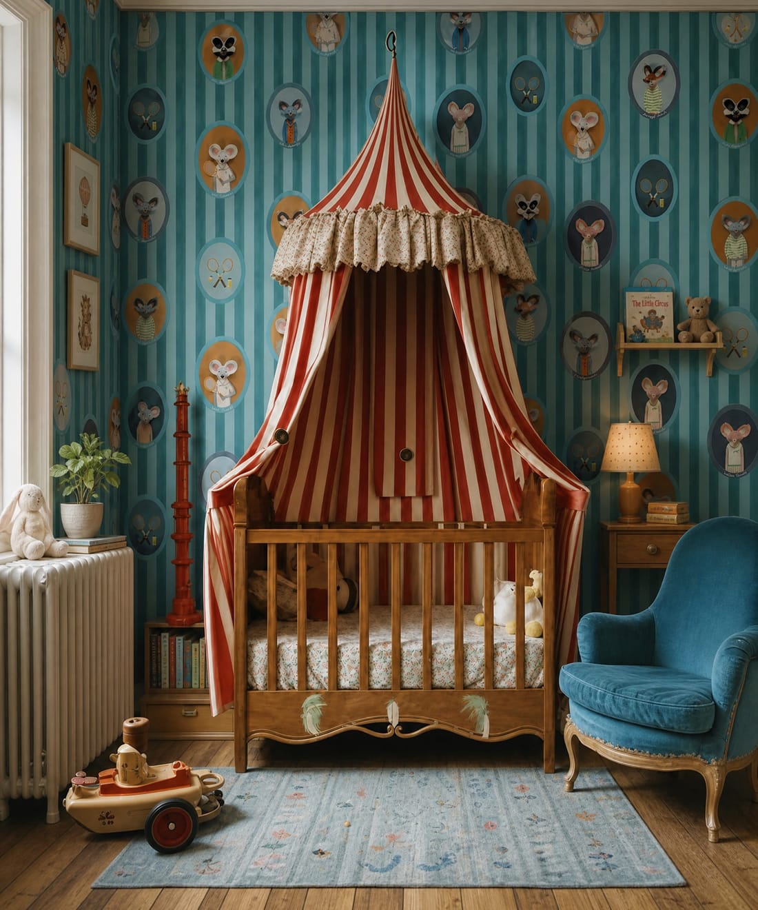 The Tennis Club Wallpaper, Lagoon Blue