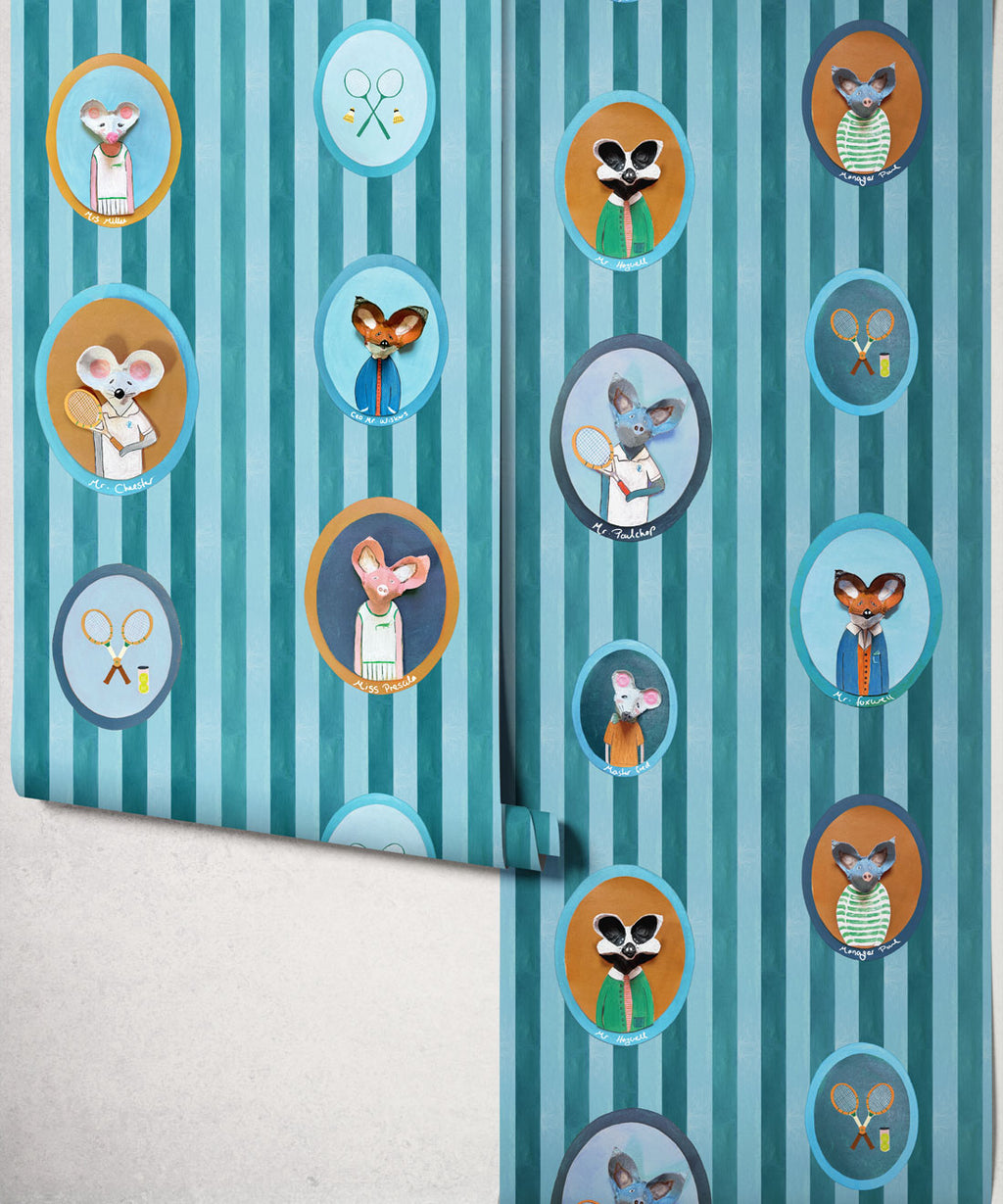 The Tennis Club Wallpaper, Lagoon Blue