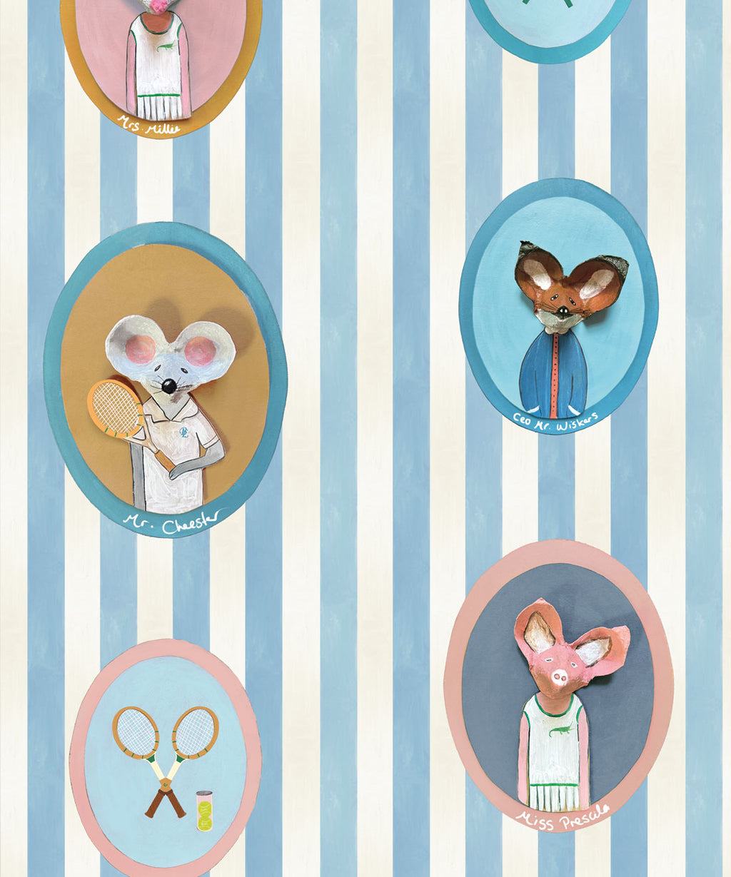 The Tennis Club Wallpaper, Powder Blue