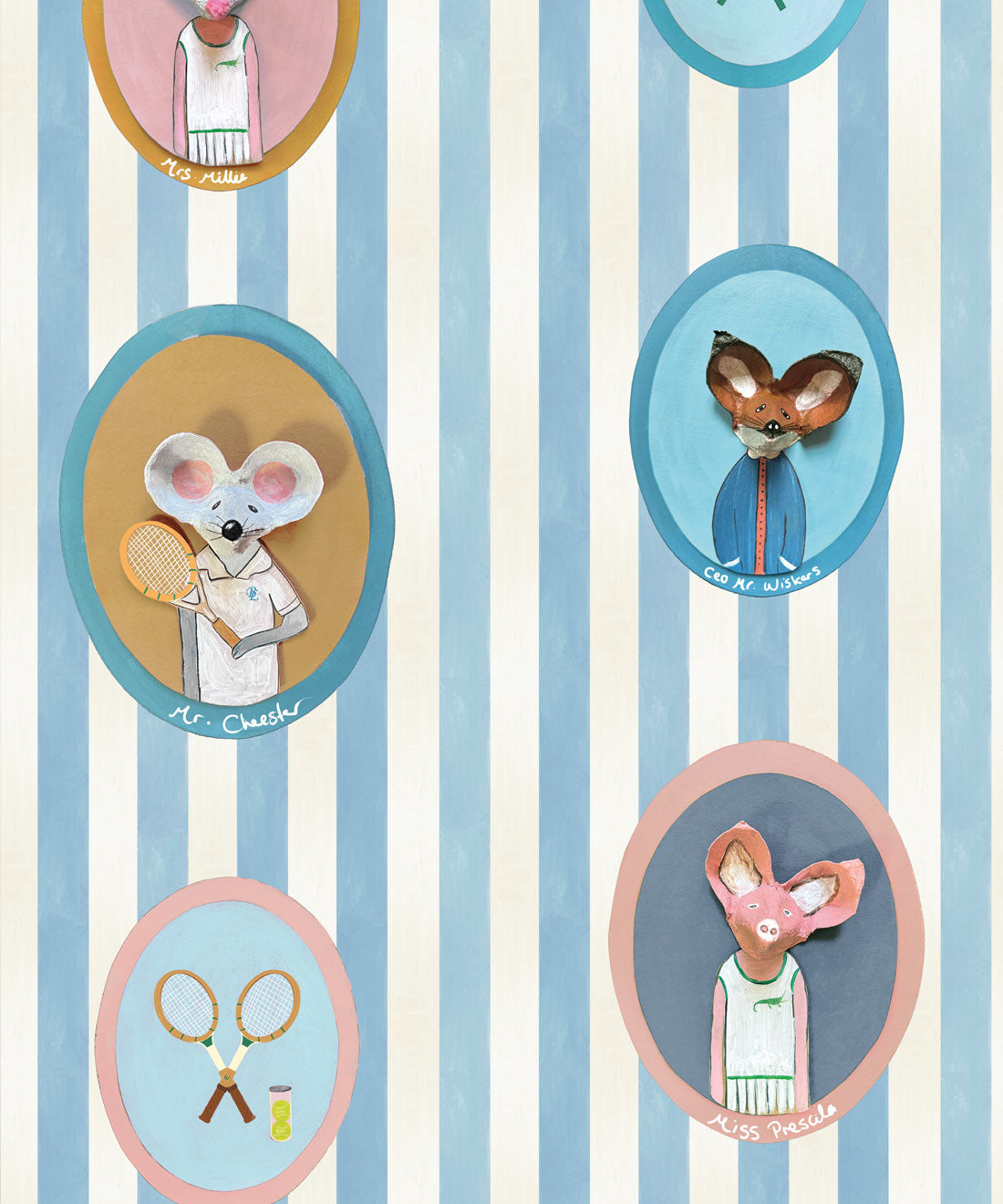 The Tennis Club Wallpaper, Powder Blue