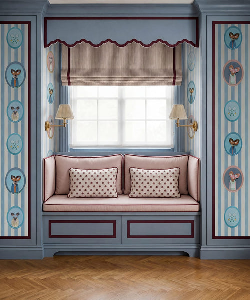 The Tennis Club Wallpaper, Powder Blue