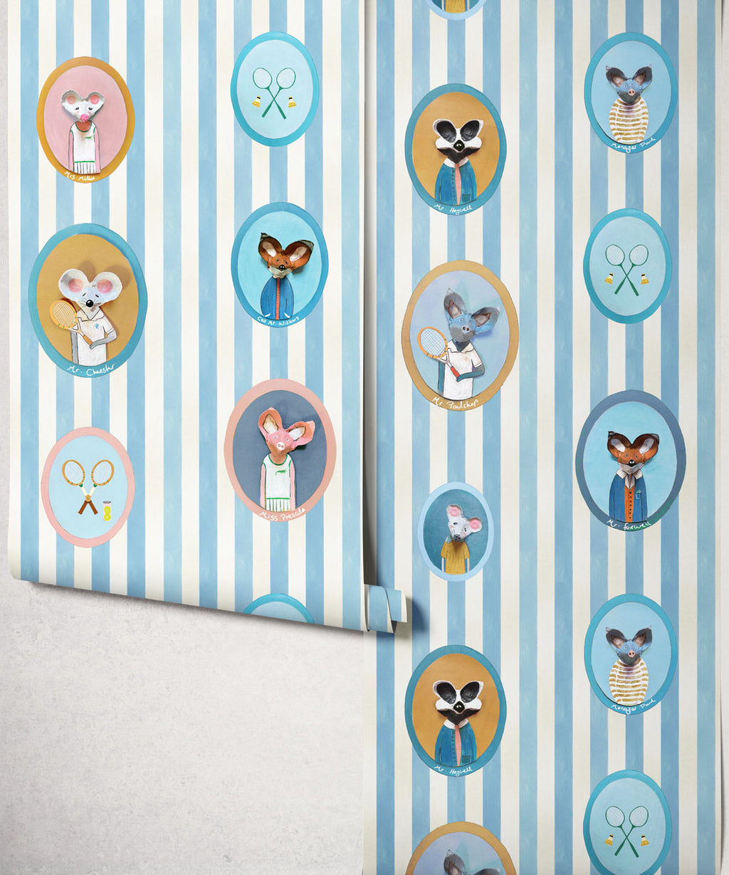 The Tennis Club Wallpaper, Powder Blue