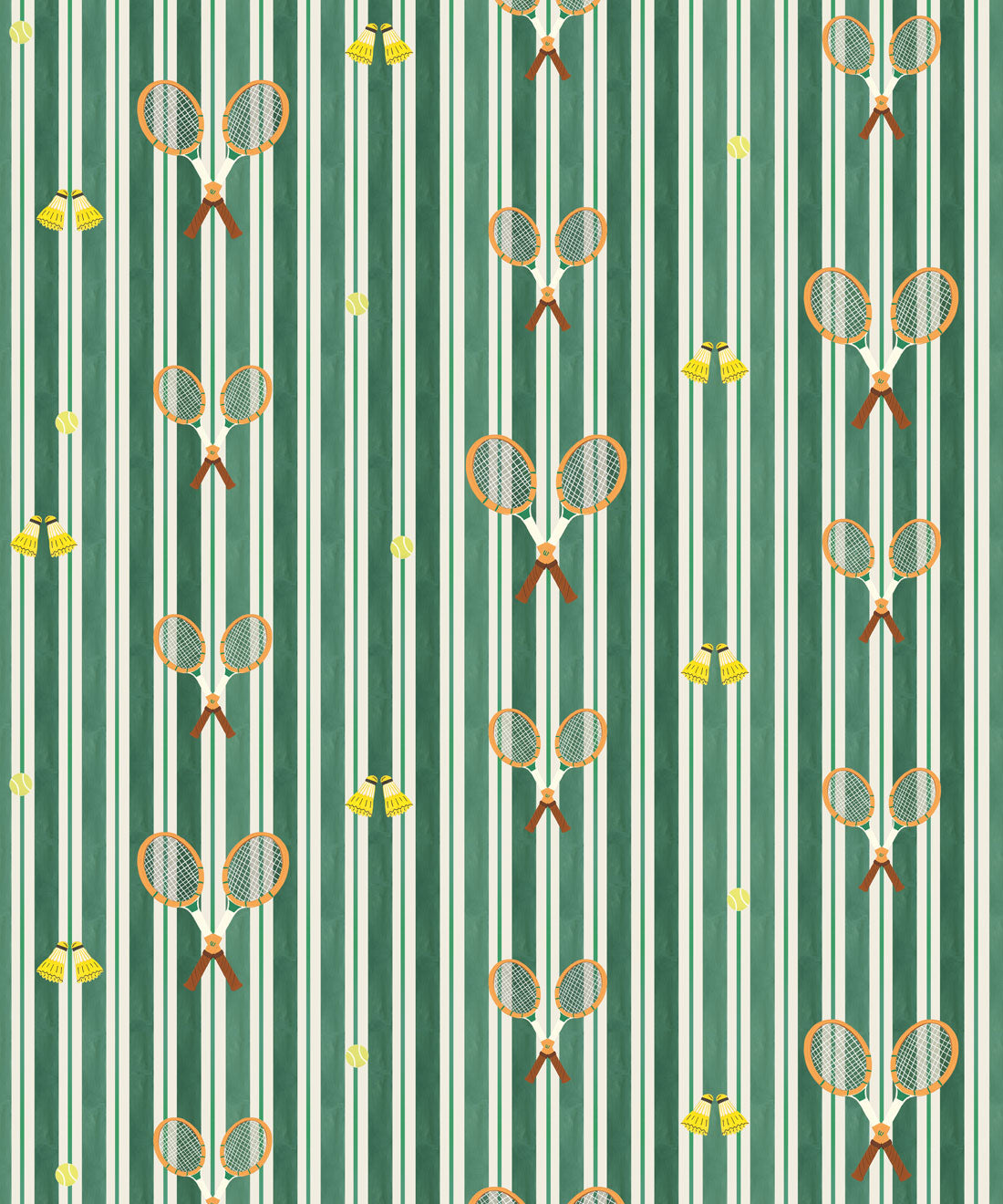 The Tennis Club Stripe Wallpaper, Kelp Green